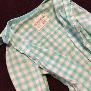 Aéropostale teal white button up